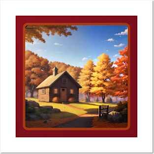 Cozy Cottage in Autumn Posters and Art